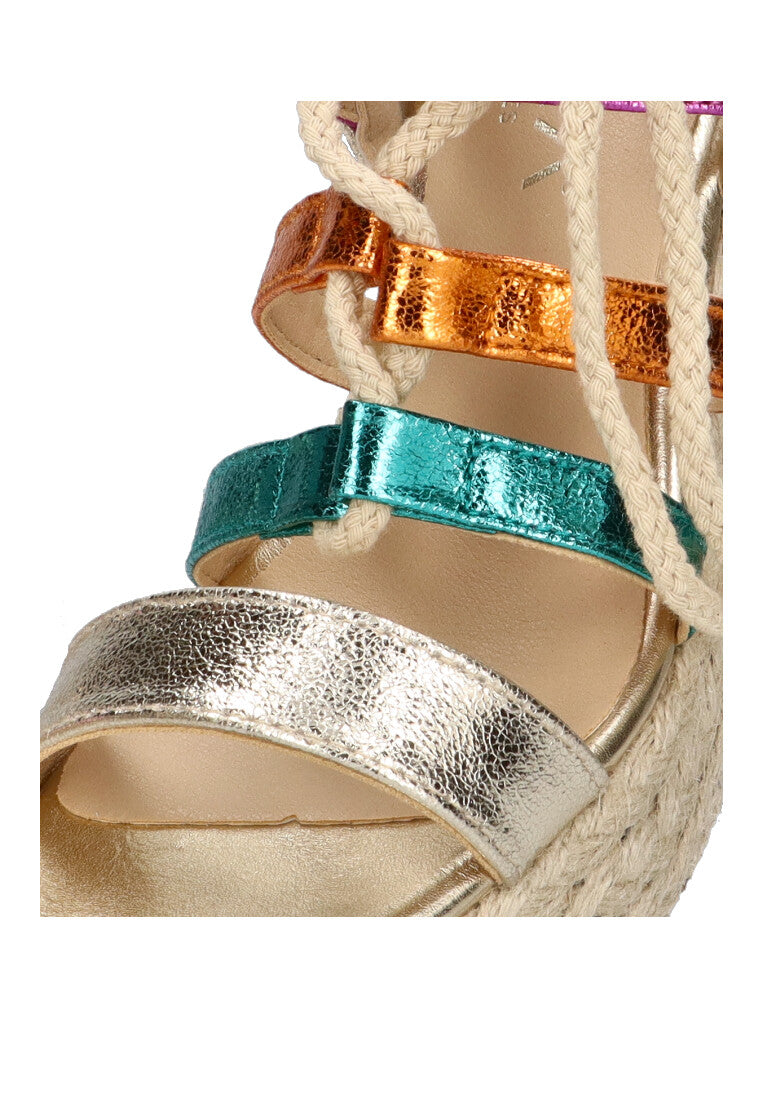 SANDALIA TIRAS BRILLO ETIKA 30001 LAS DORADAS, MUJER MULTI COLOR