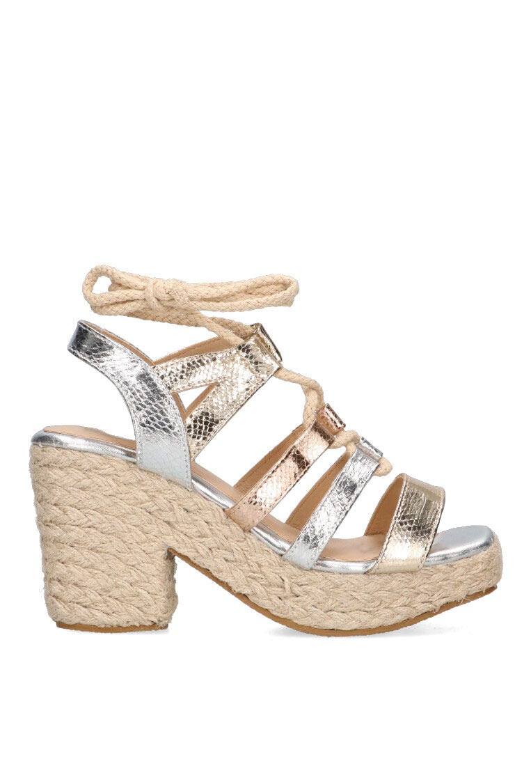 SANDALIA TIRAS BRILLO ETIKA 30001 LAS DORADAS, MUJER MULTI ORO
