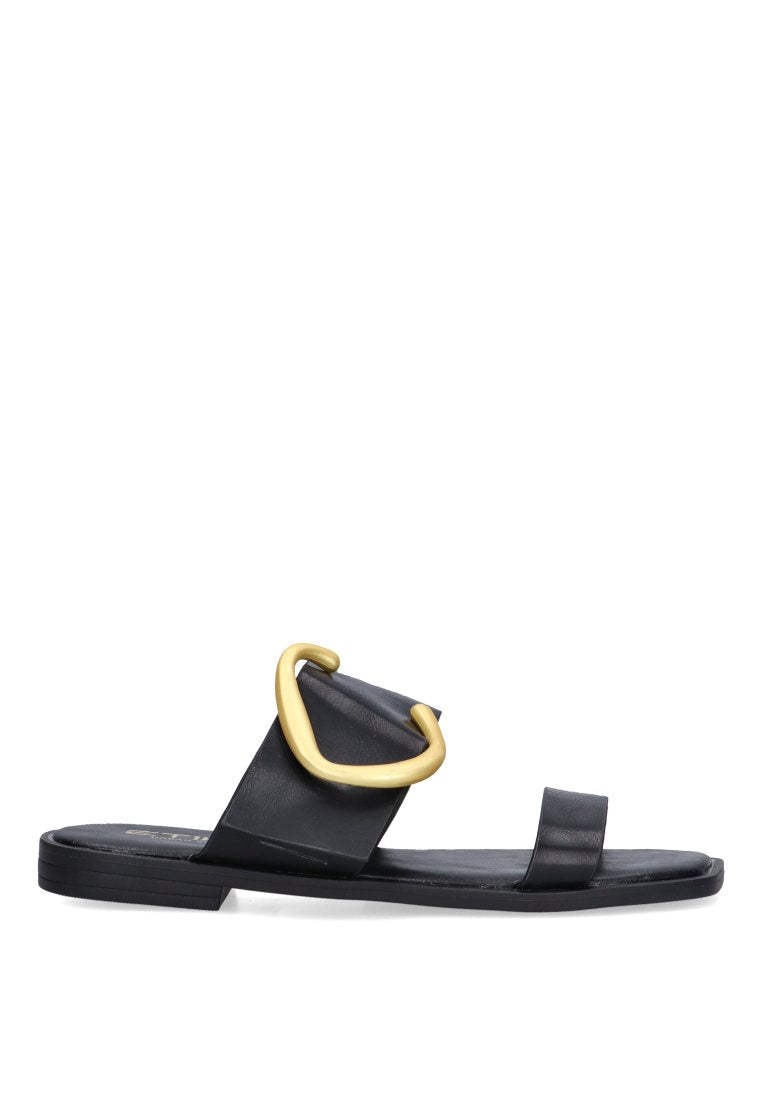SANDALIA PLANA HEBILLA ETIKA 10049 SILVEIRA, MUJER NEGRO