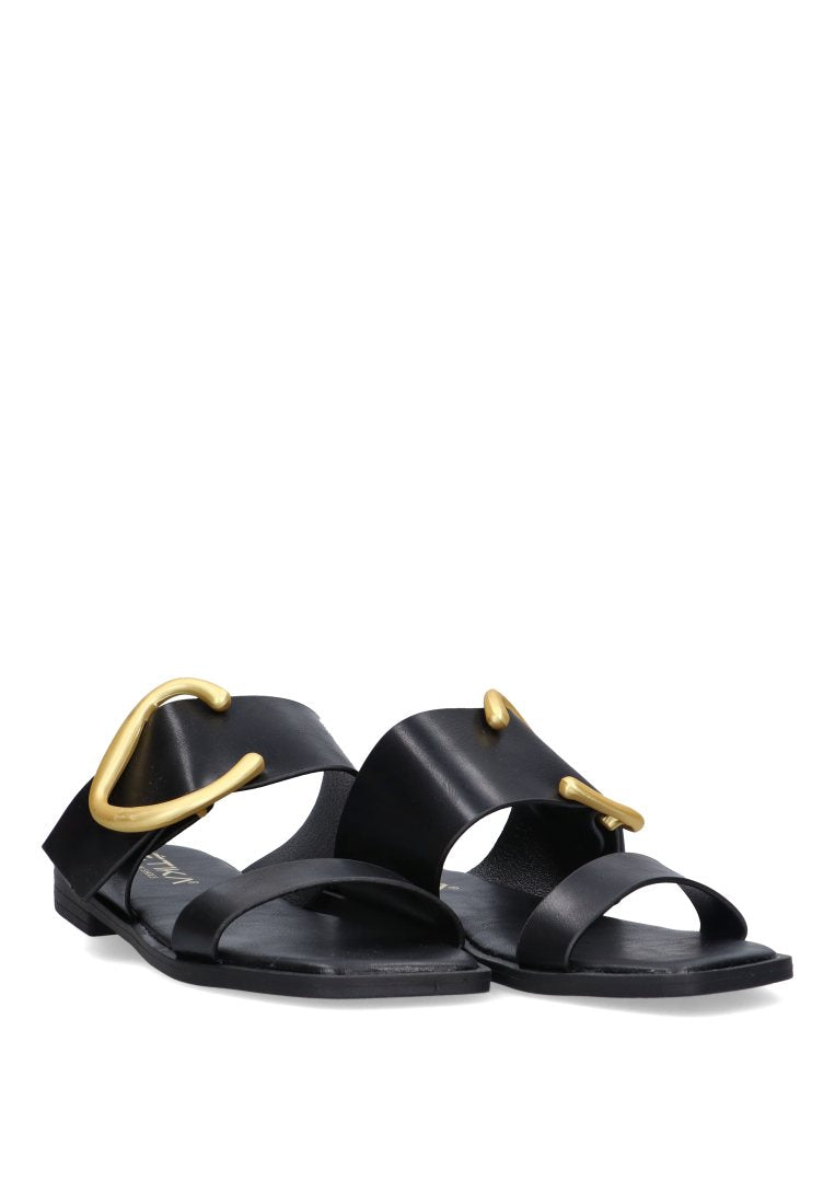 SANDALIA PLANA HEBILLA ETIKA 10049 SILVEIRA, MUJER NEGRO