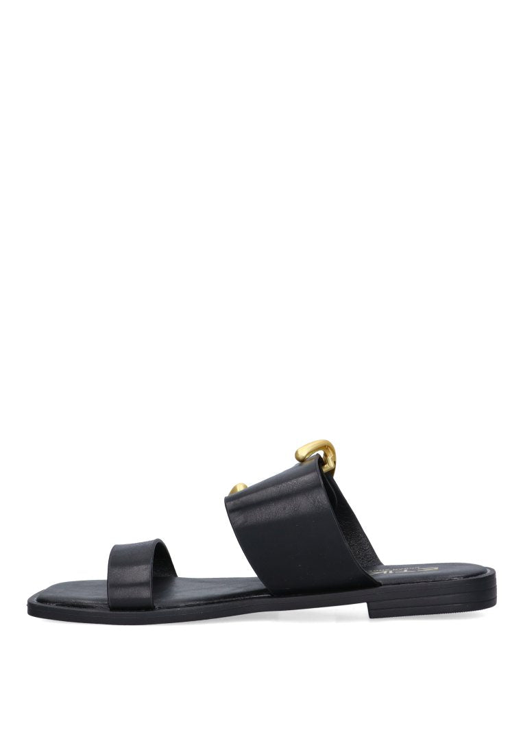 SANDALIA PLANA HEBILLA ETIKA 10049 SILVEIRA, MUJER NEGRO
