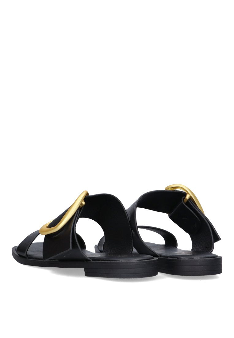 SANDALIA PLANA HEBILLA ETIKA 10049 SILVEIRA, MUJER NEGRO