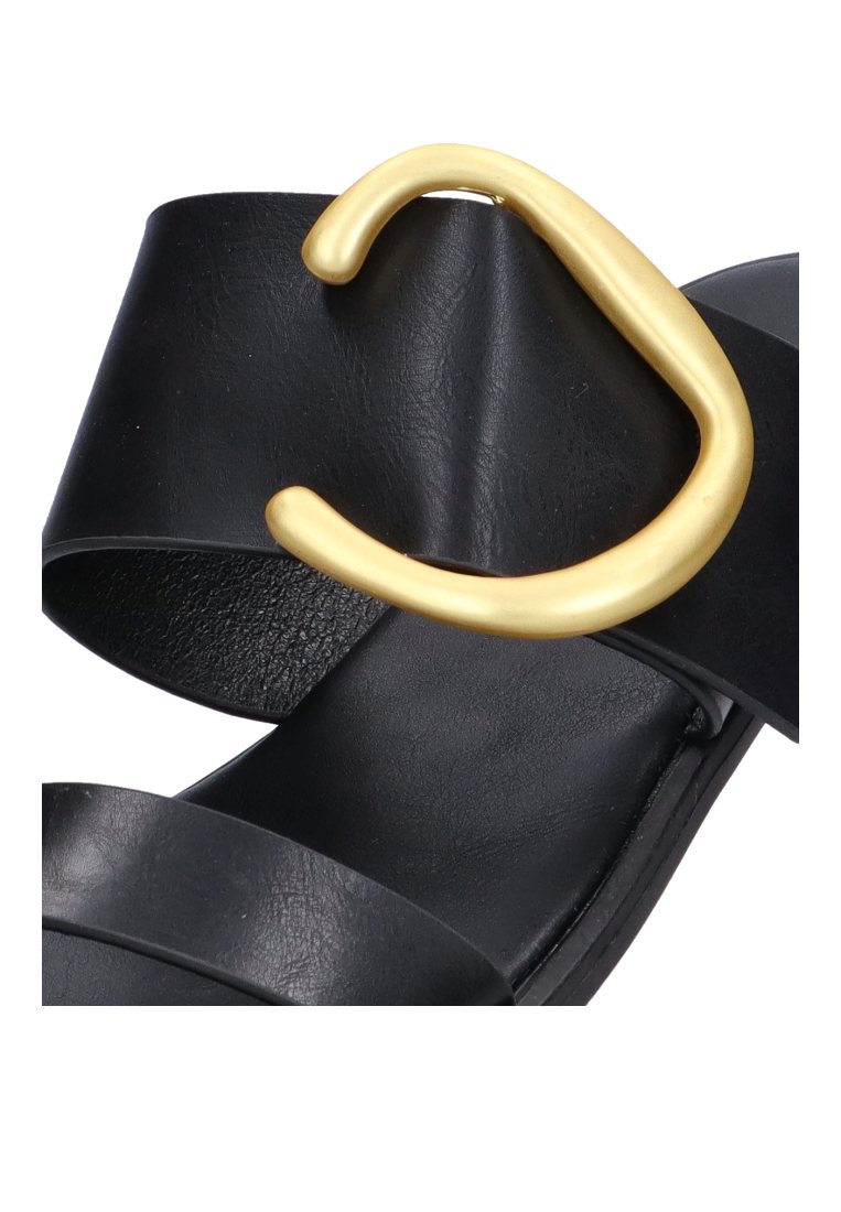 SANDALIA PLANA HEBILLA ETIKA 10049 SILVEIRA, MUJER NEGRO