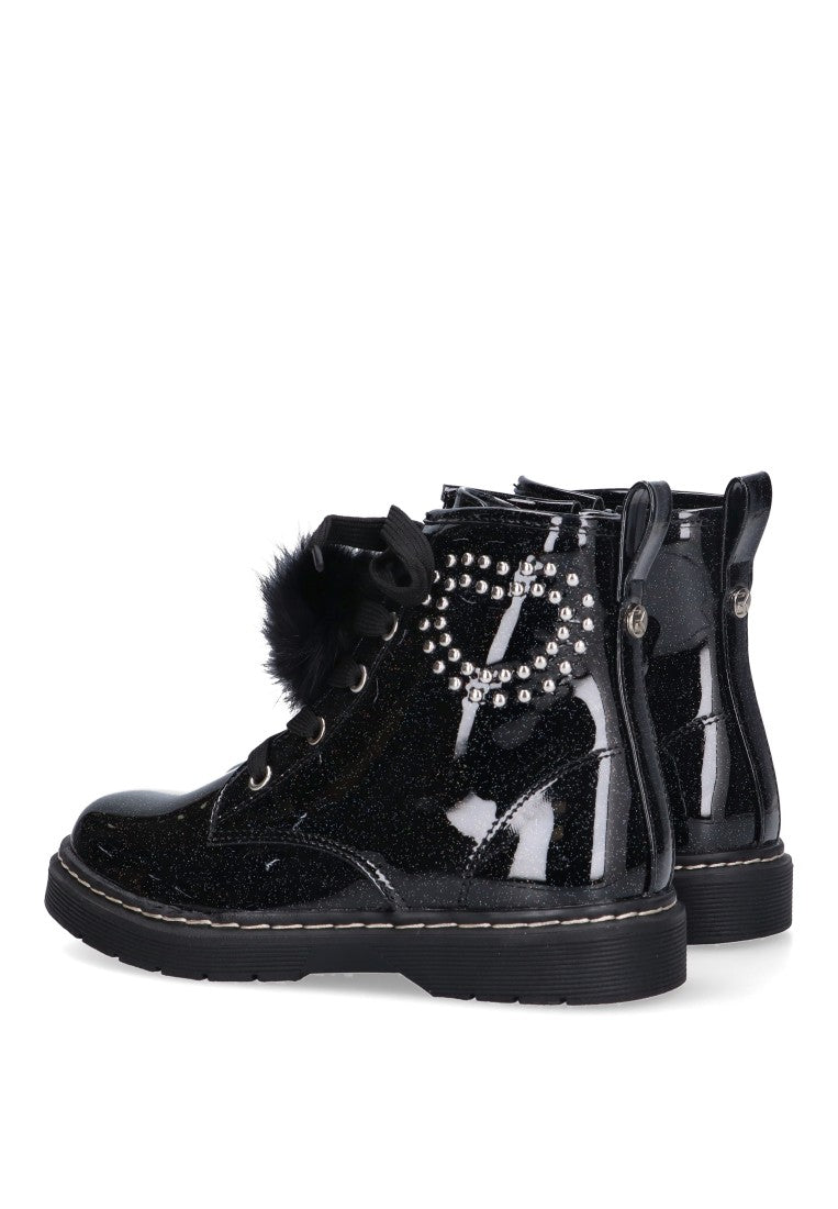 BOTTES MILITAIRES AVEC COEUR ETIKA KIDS MILETO 10606 FILLE, NOIR