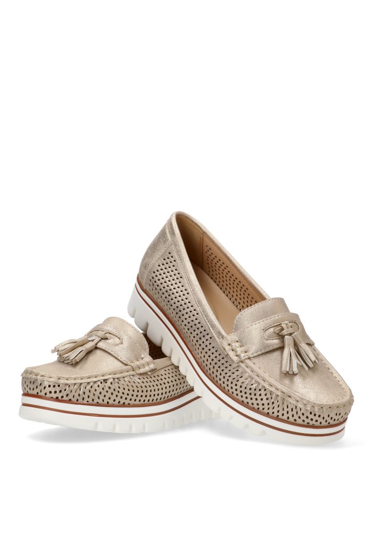 MOCASIN CALADO ARMONY LUANCO 68004,  MUJER ORO