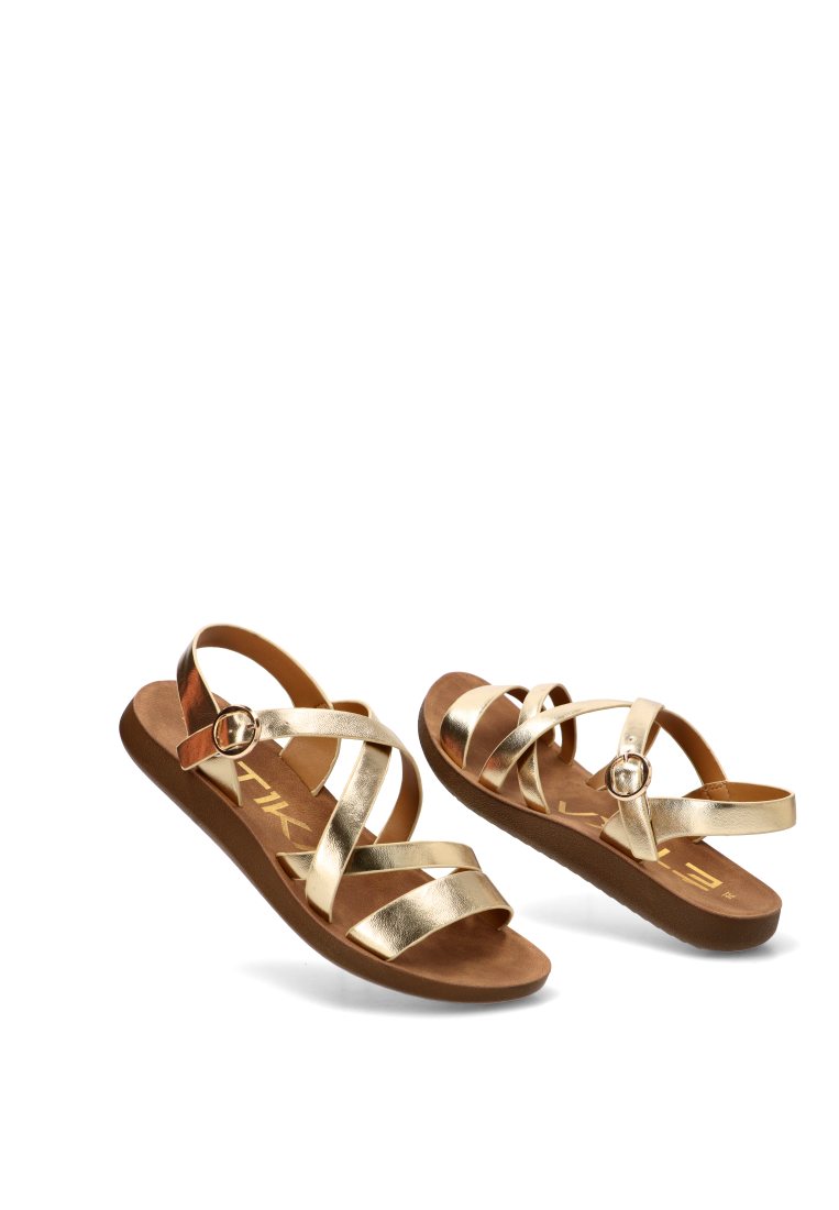 SANDALIAS TIRAS DERAWAN 10129, ETIKA MUJER, ORO