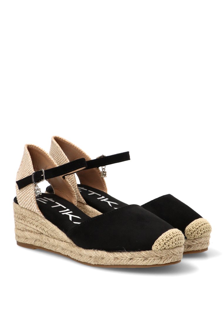 ESPARTEÑA CUÑA BAJA ROSMARINO 20043, ETIKA MUJER, NEGRO