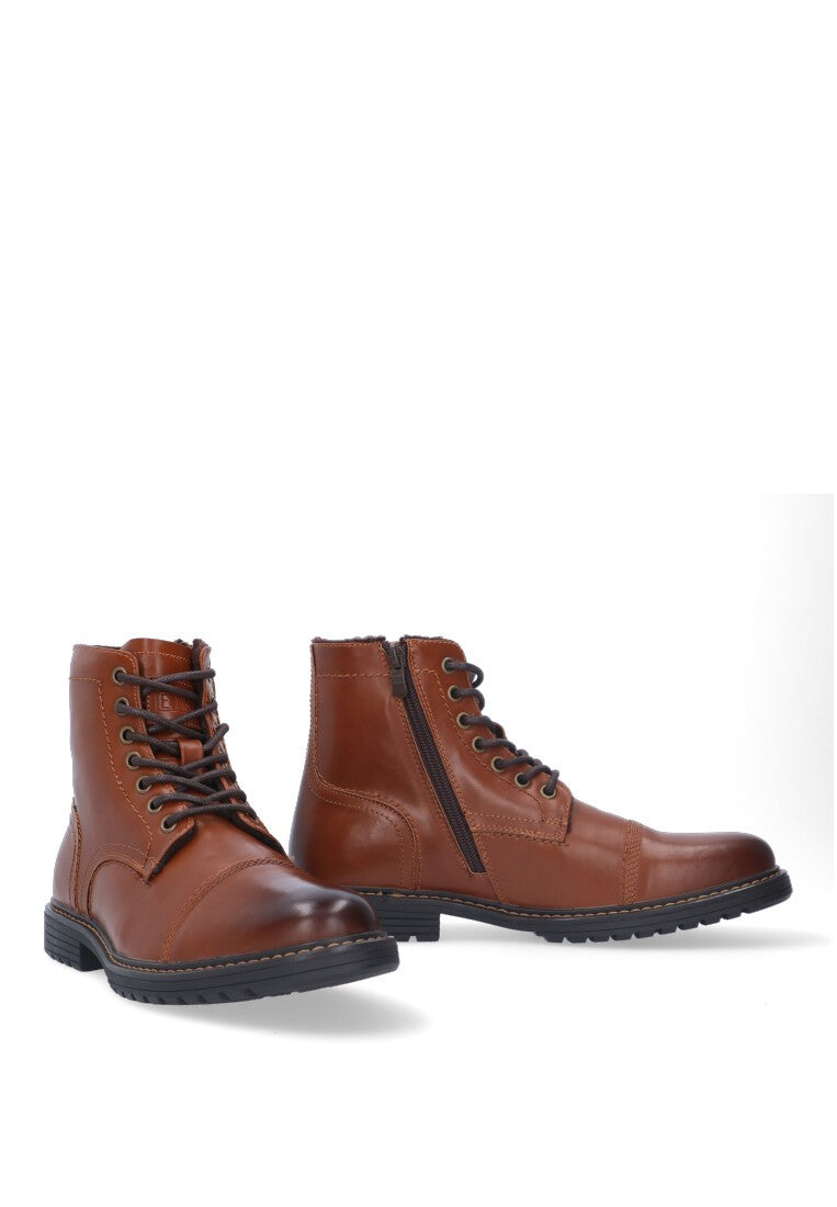 BOTIN LISO COSTURAS ETIKA MARRON PLANO HOMBRE CATANIA