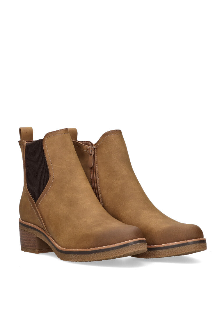 BOTIN ELASTICO LYON 01 CAMEL MUJER TACON BAJO