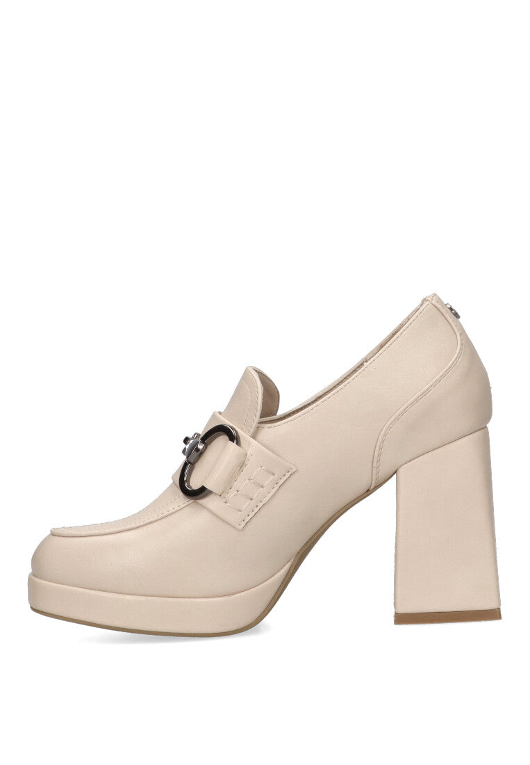 MOCASIN HEBILLA NANTES 04 BEIGE MUJER TACON ALTO