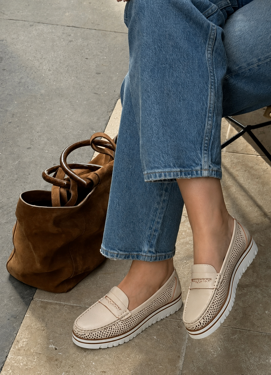 MOCASINES CALADOS 68010, ARMONY MUJER, BEIGE