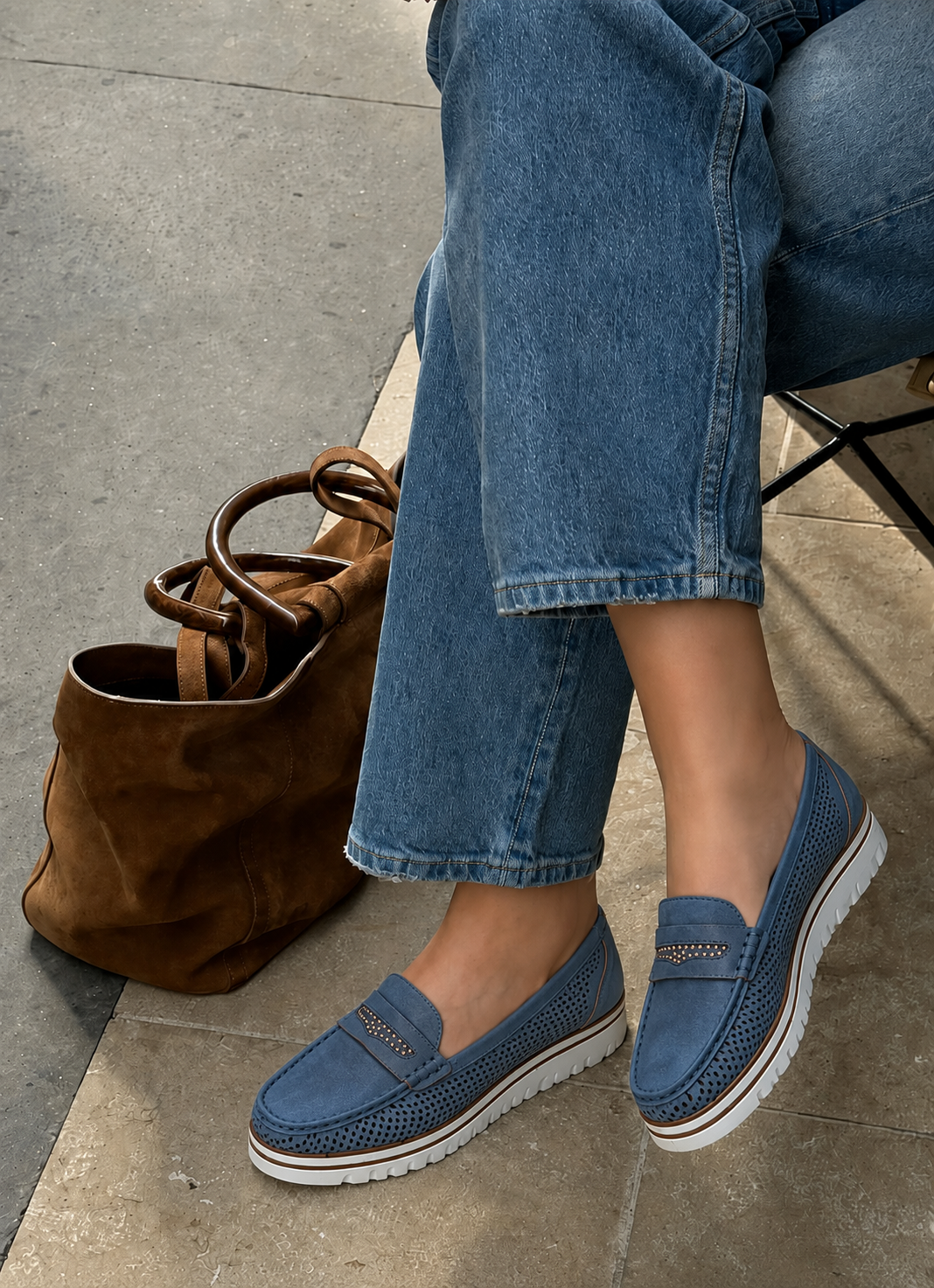 MOCASINES CALADOS 68010, ARMONY MUJER, AZUL