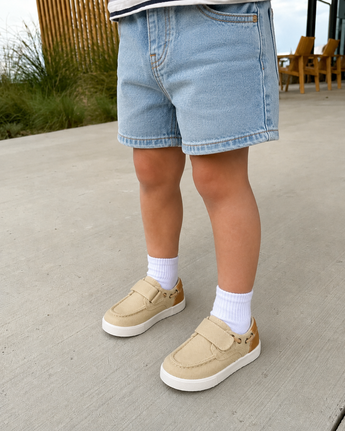 MOCASÍN NÁUTICO LONA FRADES BEIGE, NIÑO