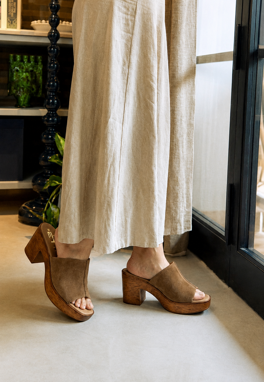 SANDALIA TACÓN MADERA MUJER PARAGA 30039, ETIKA MUJER, TAUPE