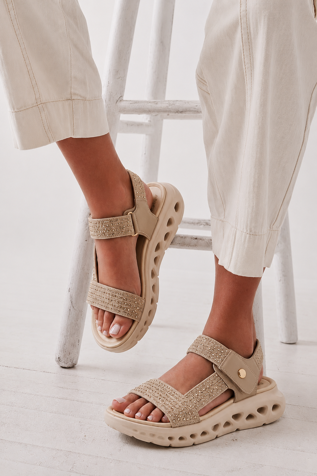 SANDALIA CONFORT BRILLO LUNAMAR 01 40015, ARMONY MUJER, TAUPE