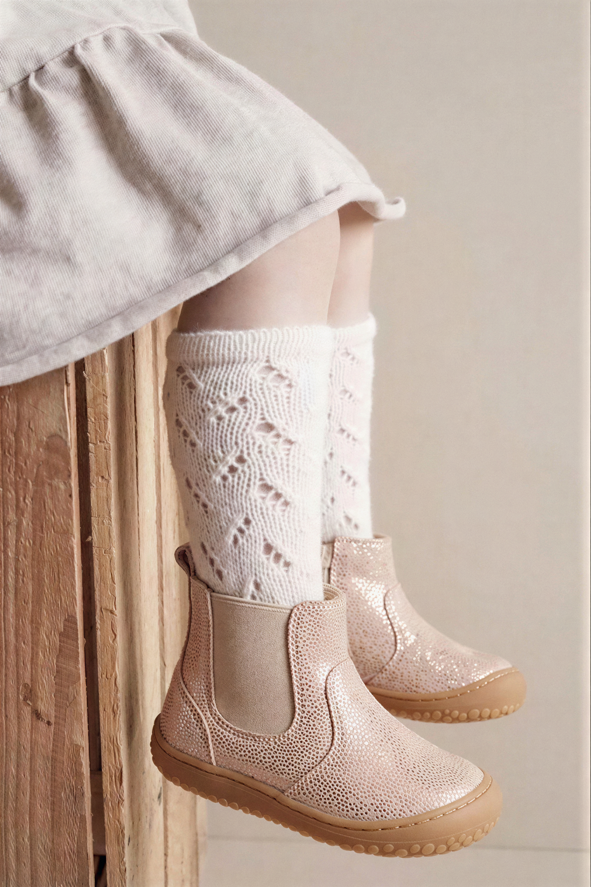 BOTIN BRILLO ELASTICO NOVA BLOOM 110586, ETIKA, NIÑA, TAUPE