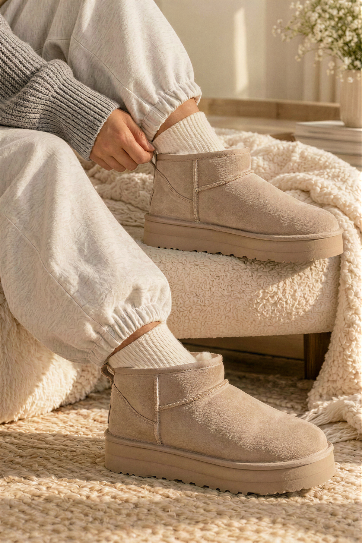 BOTIN BAJO PELO GIULIA 01  ETIKA 10912, MUJER TAUPE