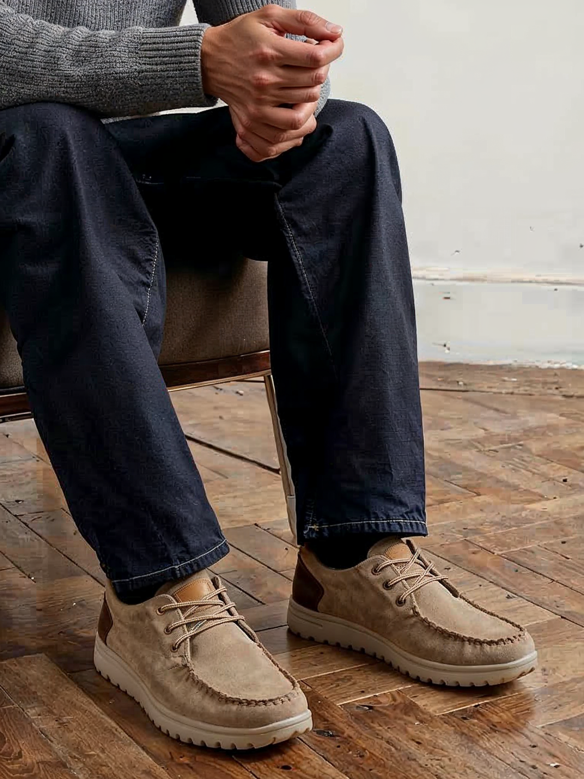 ZAPATO CORDON ELASTICO 82069, ETIKA, HOMBRE, TAUPE