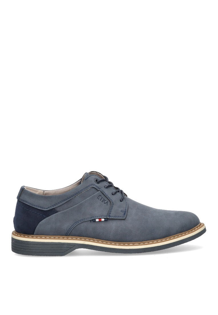 ZAPATO COSTURAS TALON ANTELINA ETIKA AZUL PLANO HOMBRE EL GACHERO