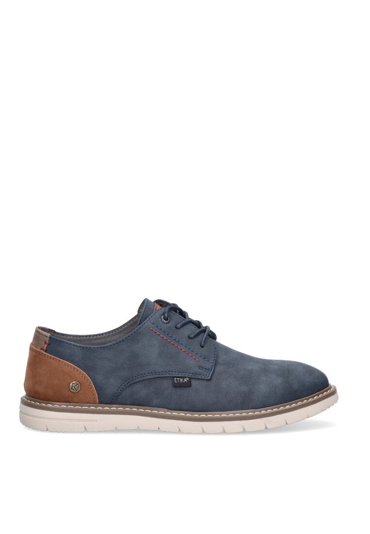 ZAPATO COSTURA BICOLOR ETIKA AZUL PLANO HOMBRE EL RINCON