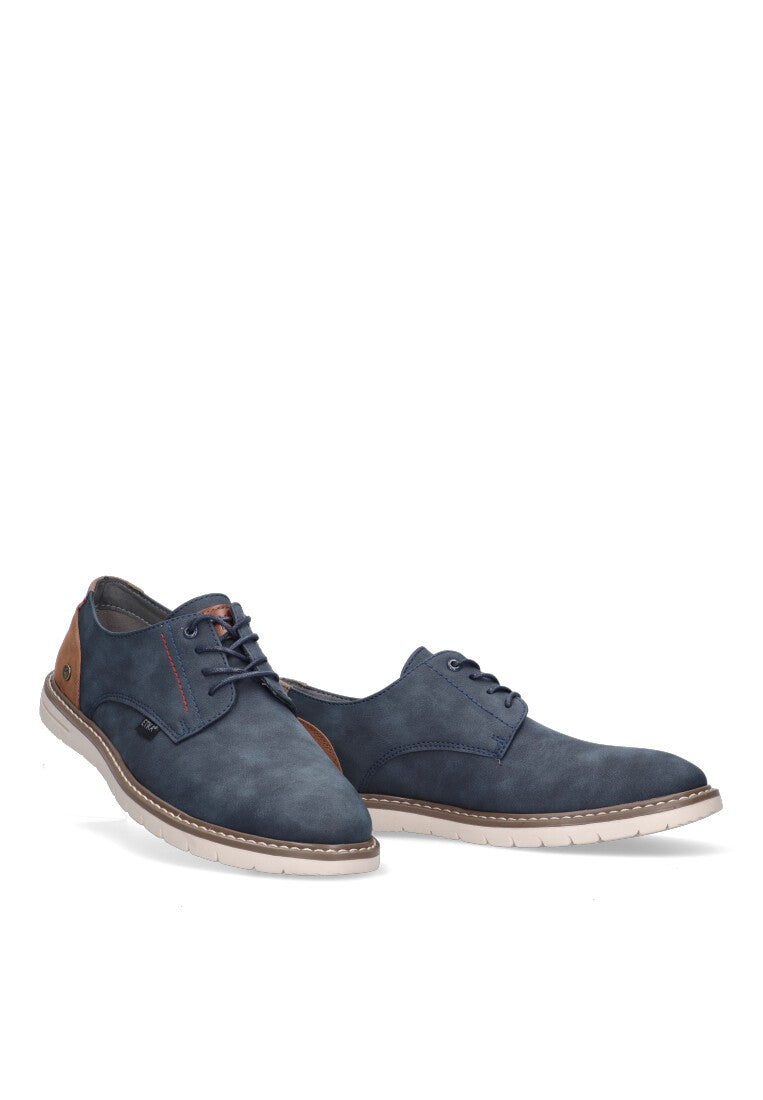 ZAPATO COSTURA BICOLOR ETIKA AZUL PLANO HOMBRE EL RINCON