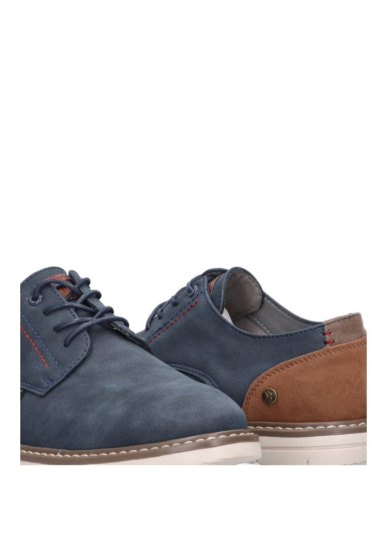 ZAPATO COSTURA BICOLOR ETIKA AZUL PLANO HOMBRE EL RINCON